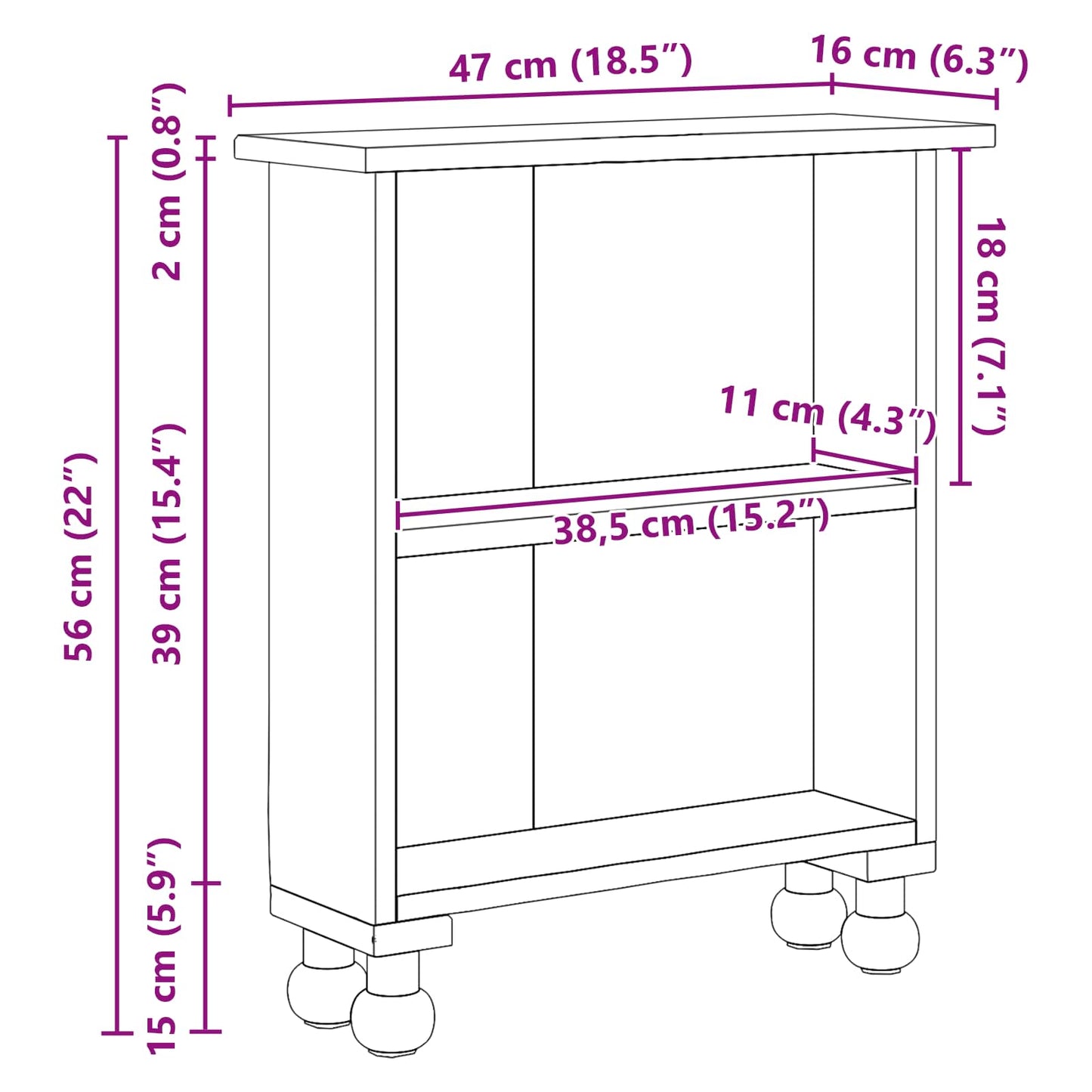 vidaXL Regale mit Regal Braun 47 x 16 x 55 cm Massives Mahagoni Holz