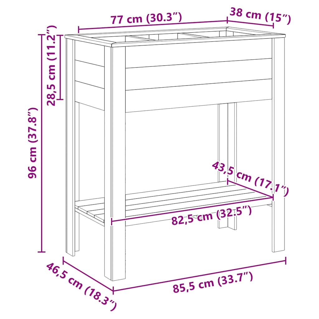 vidaXL Hoher Pflanzer mit Regal Braun 85,5 x 46,5 x 96 cm