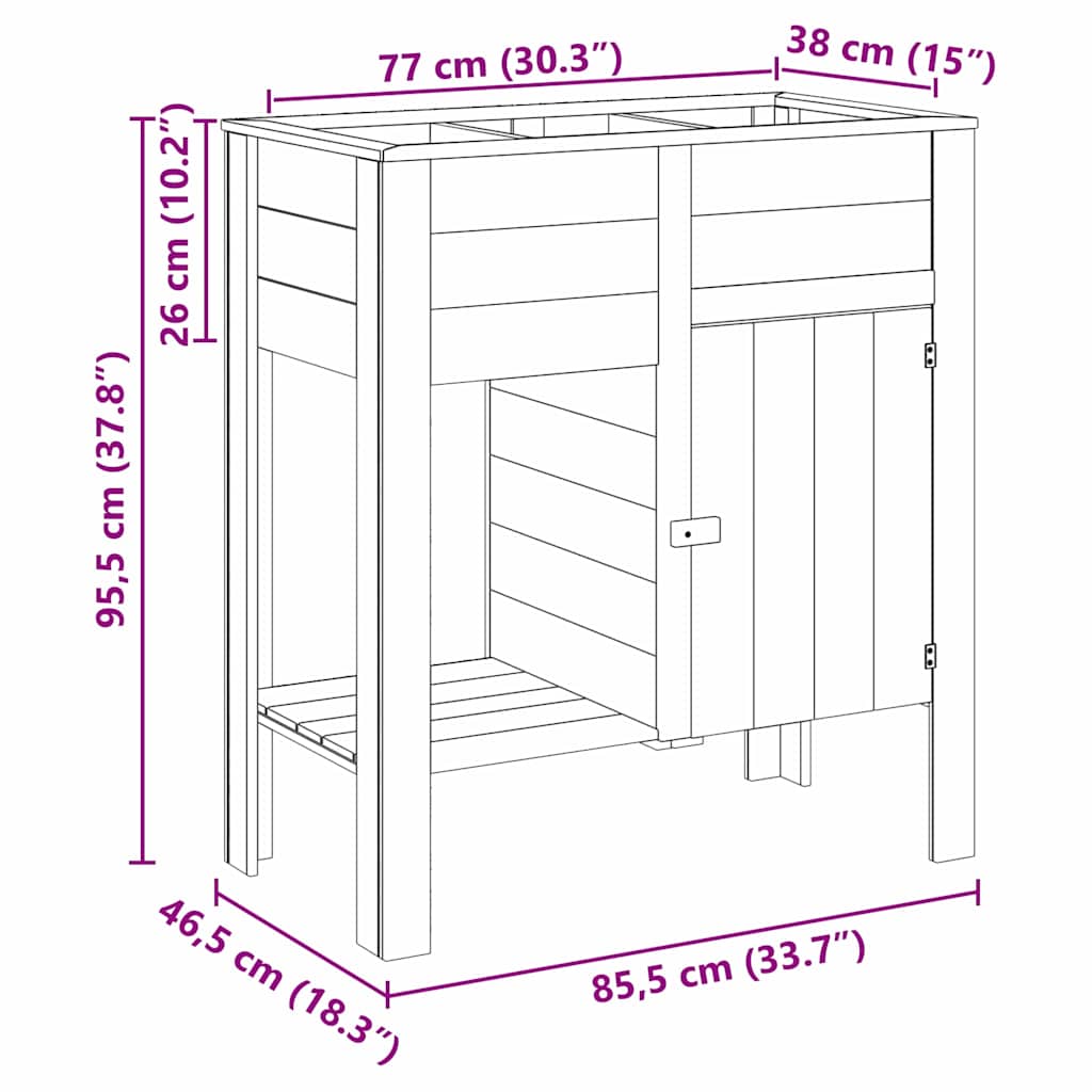 vidaXL Hoher Pflanzer mit Regal Braun Imprägniertes Kiefernholz