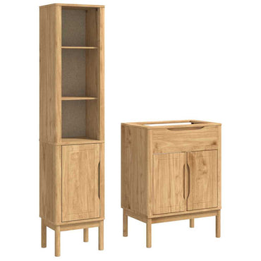 vidaXL Badezimmermöbel-Set FLORO 2 pcs Wachsbraun Massivholz Kiefer