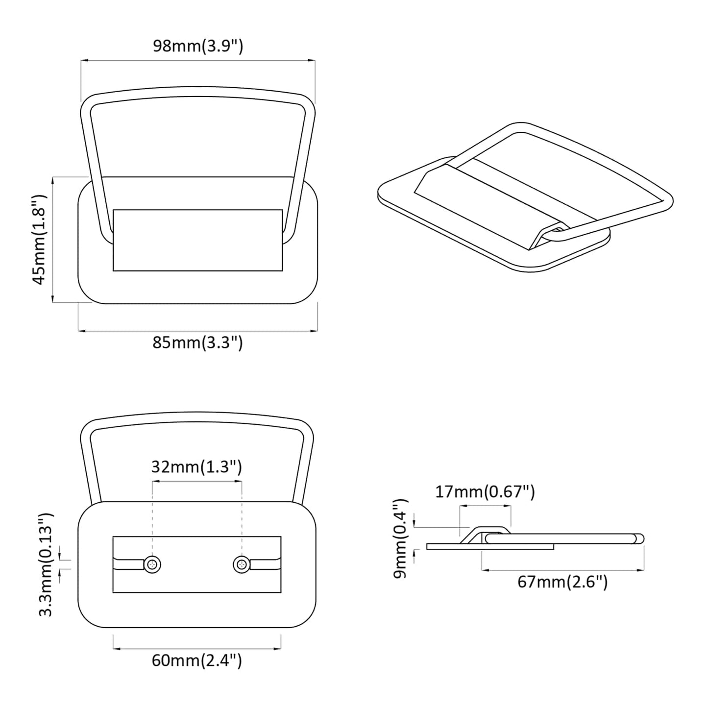 Schrankgriffe Olive Grün 85 x 45 mm Metall