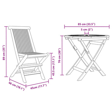 vidaXL Garten Essgruppe 3 pcs Braun Massivholz Akazie