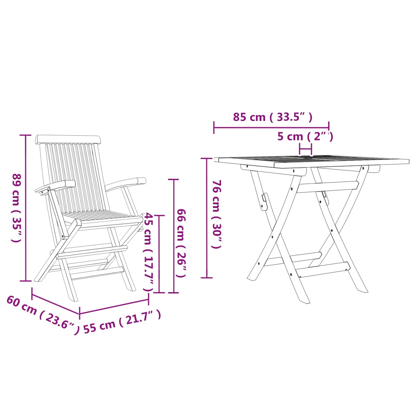 vidaXL Garten Essgruppe 3 pcs Braun Massivholz Akazie
