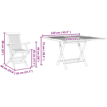 vidaXL Garten Essgruppe 5 pcs Braun Massivholz Teak
