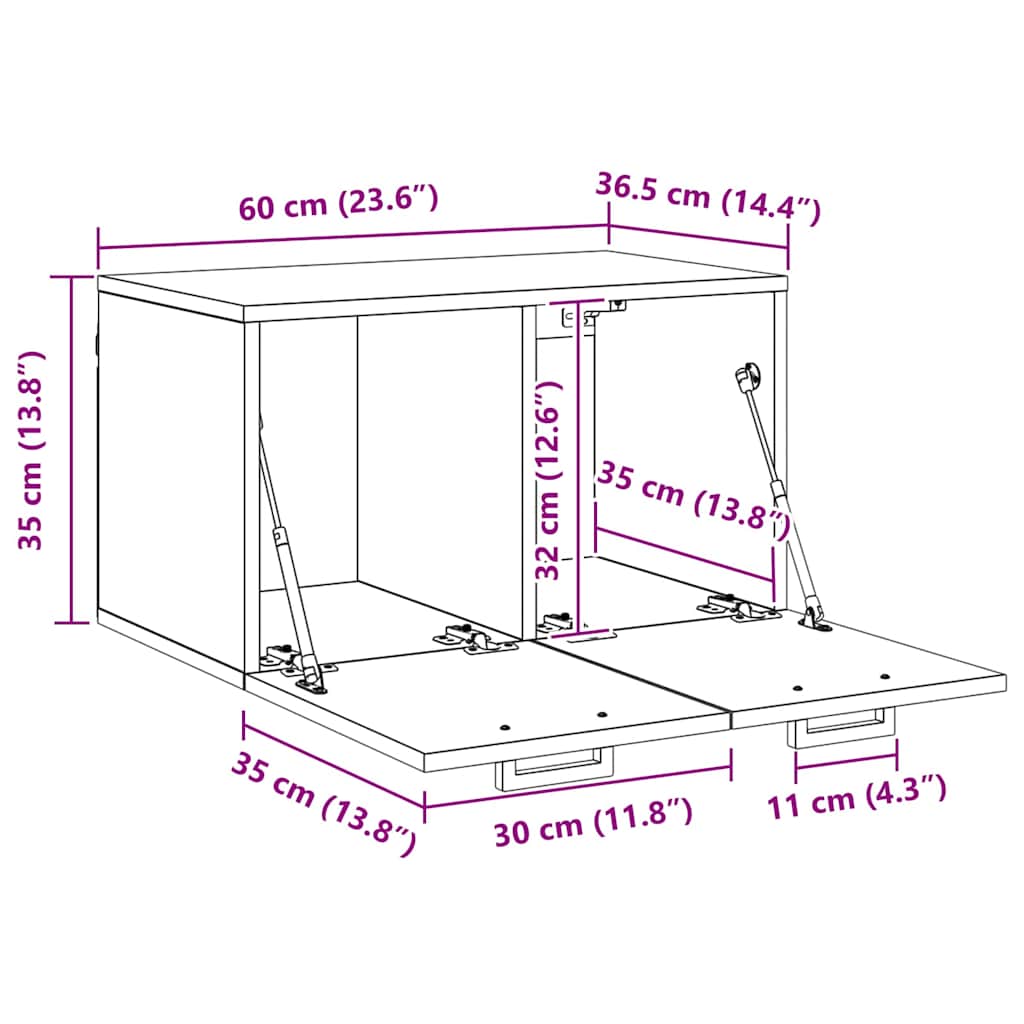 vidaXL Wandschrank Artisan-Eiche 60 x 36,5 x 35 cm Holzwerkstoff