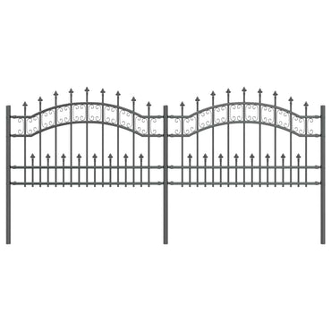 vidaXL Gartenzaun Grau 240 x 118 cm Pulverbeschichteter Stahl