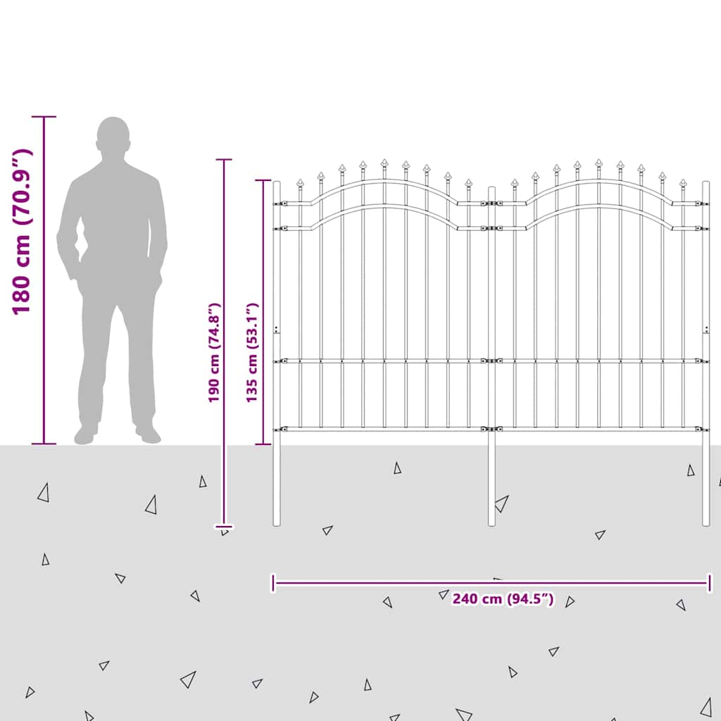vidaXL Gartenzaun Weiß 240 x 190 cm Pulverbeschichteter Stahl