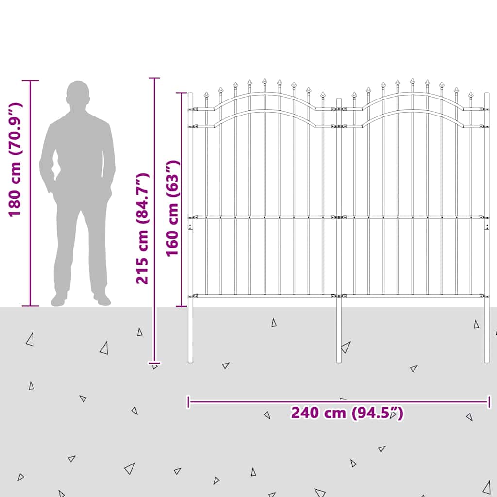 vidaXL Gartenzaun Weiß 240 x 215 cm Pulverbeschichteter Stahl