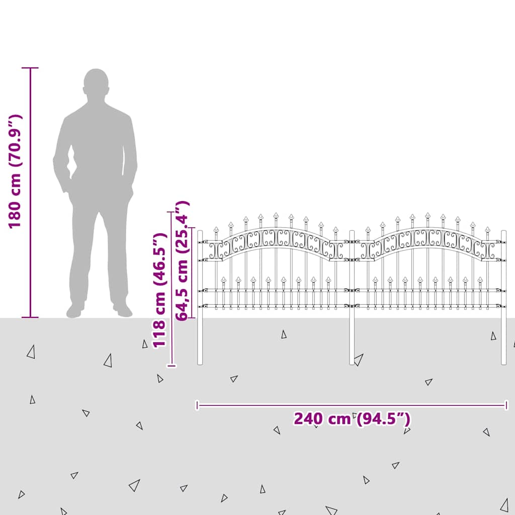 vidaXL Gartenzaun Weiß 240 x 118 cm Pulverbeschichteter Stahl