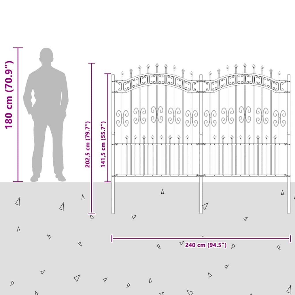 vidaXL Gartenzaun Weiß 240 x 202,5 cm Pulverbeschichteter Stahl