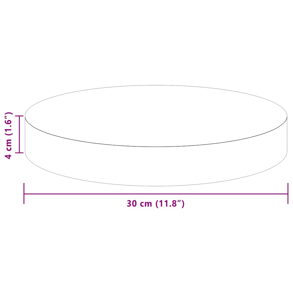 vidaXL Tischplatte Hellbraun Ø 30 x 4 cm Massivholz Eiche