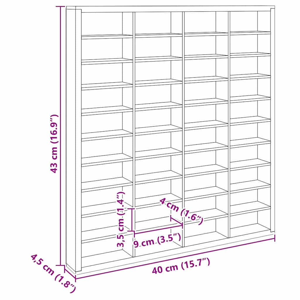 vidaXL Wanddisplay-Case mit Regal Beige 40 x 4,5 x 43 cm Holzwerkstoff