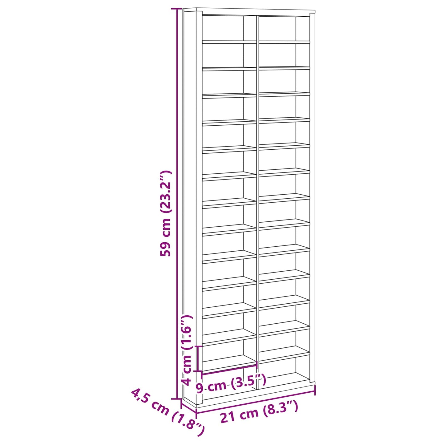 vidaXL Wanddisplay-Case mit Regal Beige 21 x 4,5 x 59 cm Holzwerkstoff