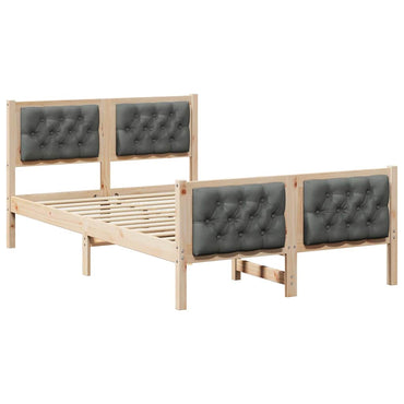 vidaXL Bettrahmen Dunkelgrau 135 x 190 cm Massives Kiefernholz