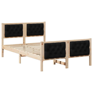 vidaXL Bettrahmen Schwarz 135 x 190 cm Massives Kiefernholz