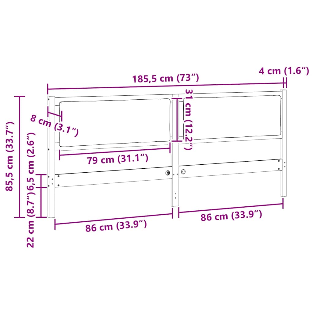 Kopfteil Sonstiges Braun 180 cm Massivholz Kiefer