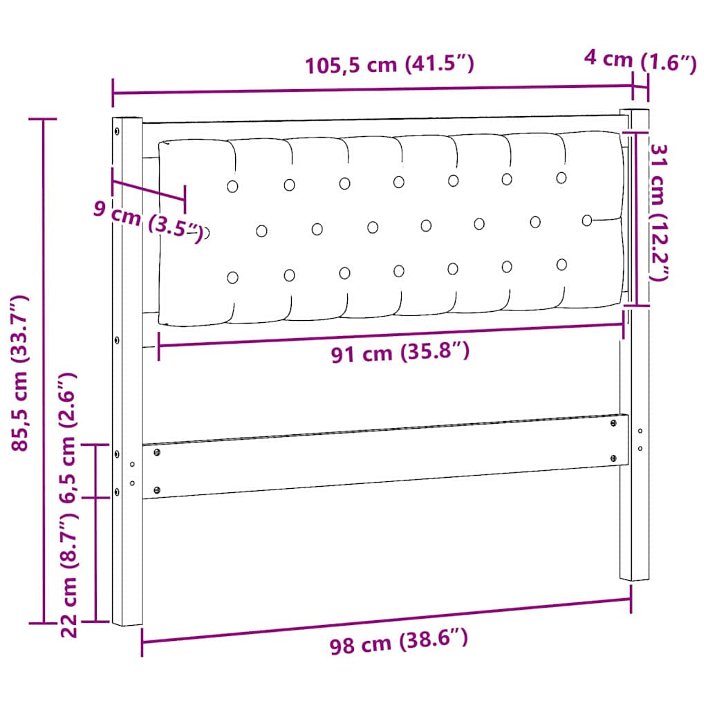 vidaXL Kopfteil Sonstiges Braun und hellgrau 100 cm Massivholz Kiefer