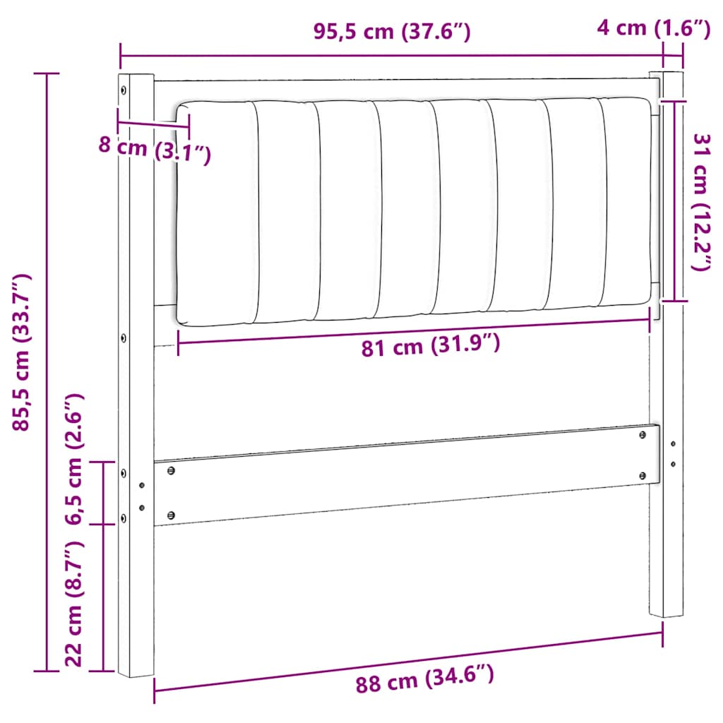vidaXL Gepolstertes Kopfteil Braun 90 cm Massives Kiefernholz