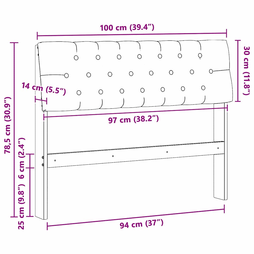 vidaXL Gepolstertes Kopfteil Schwarz 100 cm Massives Kiefernholz