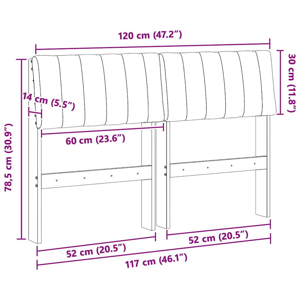 vidaXL Gepolstertes Kopfteil Taupe 120 cm Massives Kiefernholz