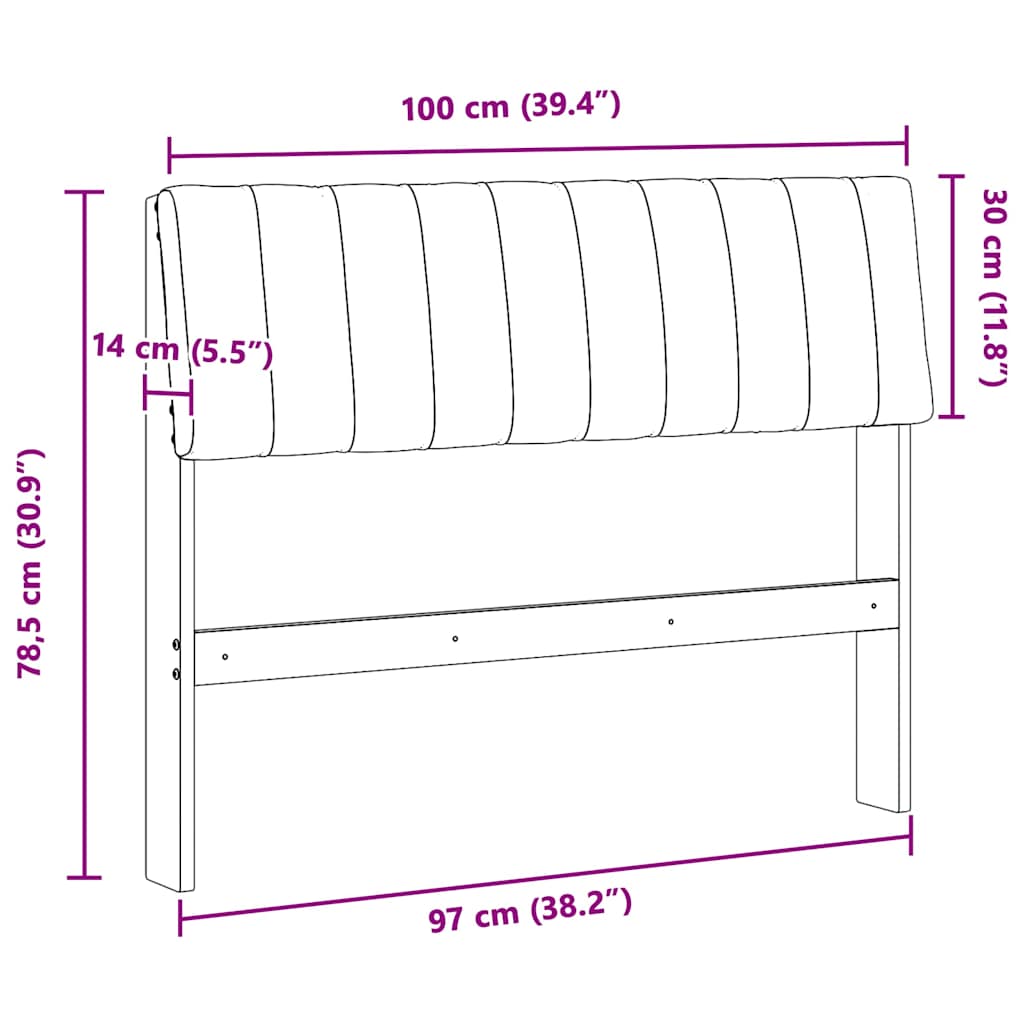 vidaXL Gepolstertes Kopfteil Taupe 100 cm Massives Kiefernholz
