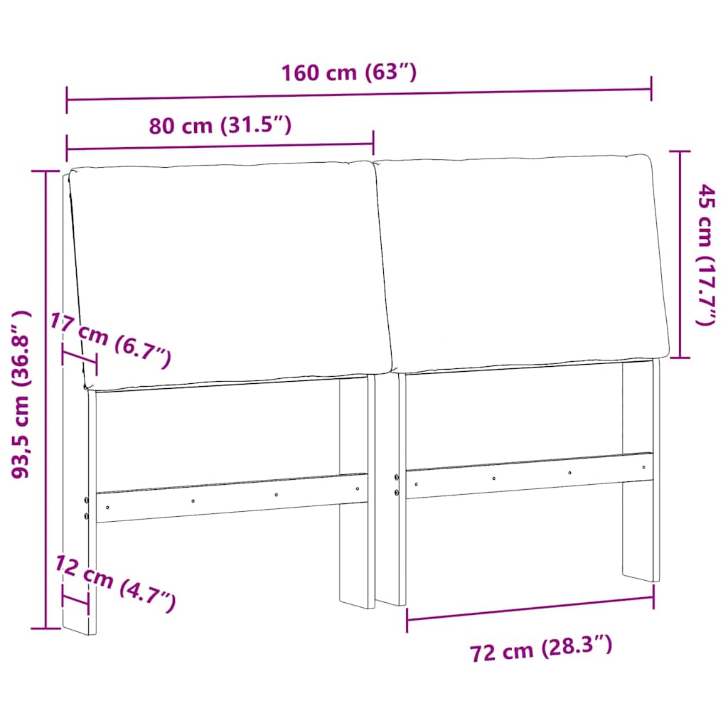 vidaXL Gepolstertes Kopfteil Dunkelgrau 160 cm Massives Kiefernholz