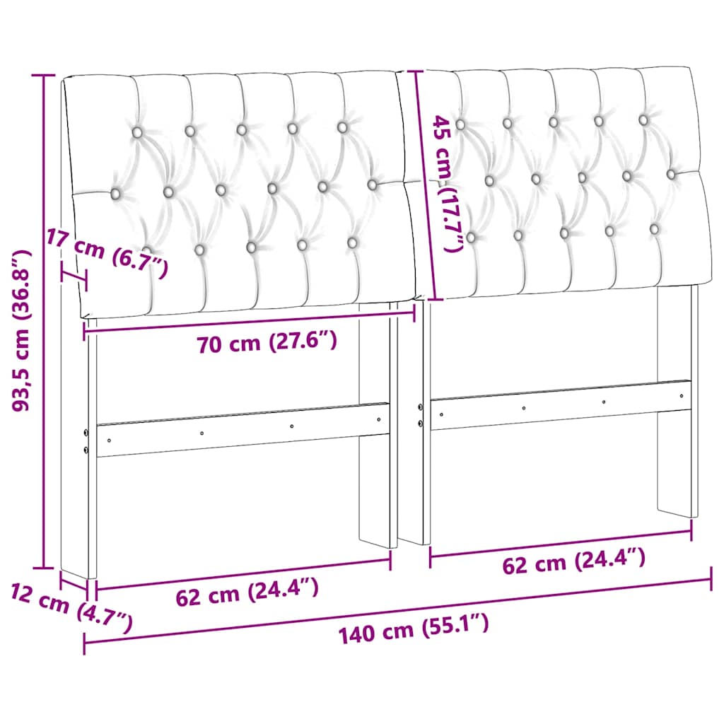 Gepolstertes Kopfteil Dunkelgrau 140 cm Massives Kiefernholz