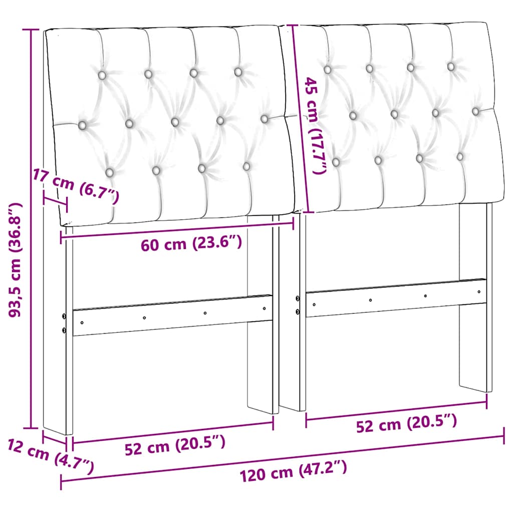 Gepolstertes Kopfteil Dunkelgrau 120 cm Massives Kiefernholz