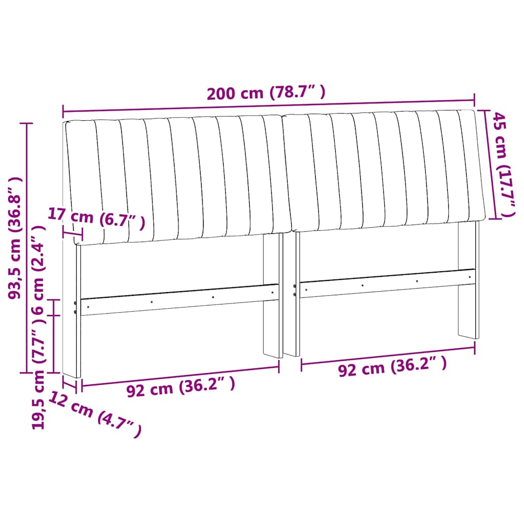 Gepolstertes Kopfteil Taupe 200 cm Massives Kiefernholz