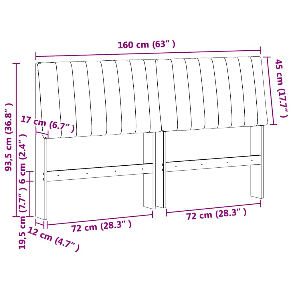 Gepolstertes Kopfteil Hellgrau 160 cm Massives Kiefernholz