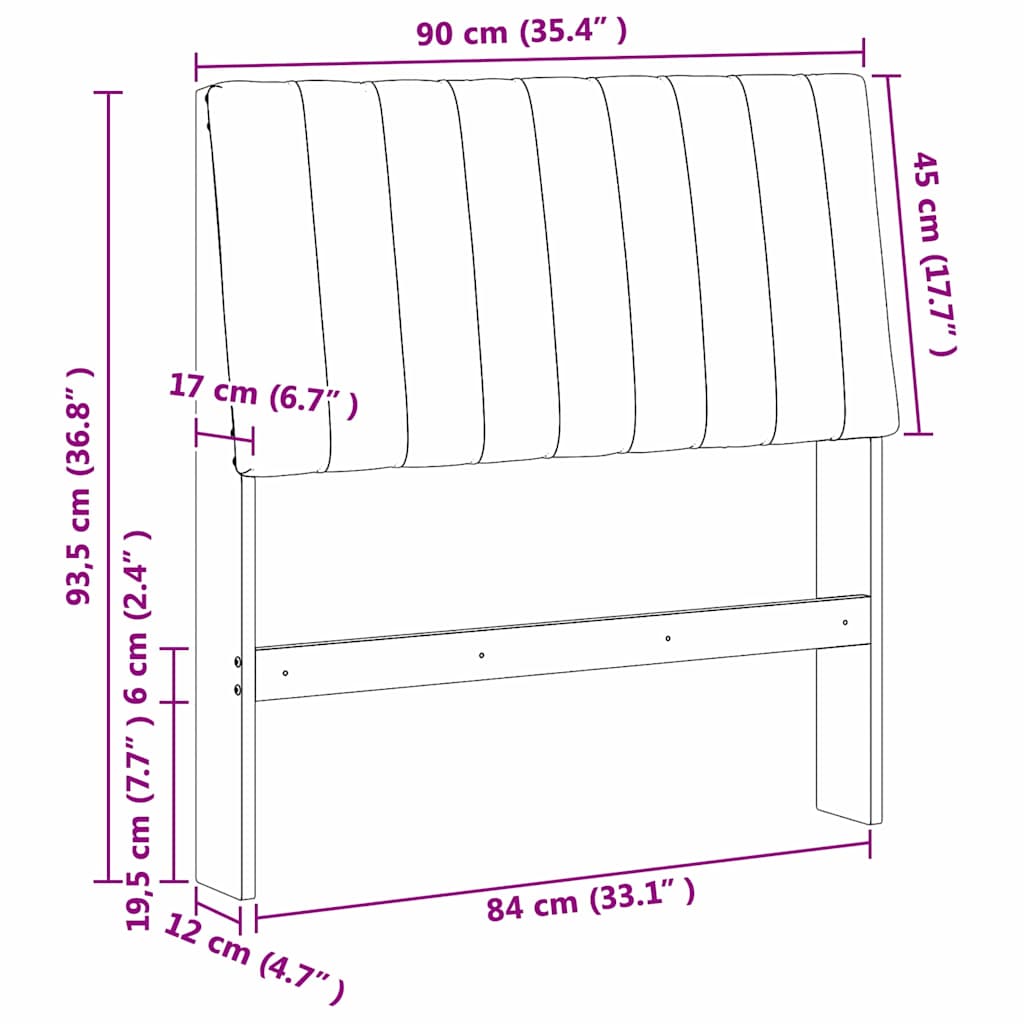 vidaXL Gepolstertes Kopfteil Taupe 90 cm Massives Kiefernholz