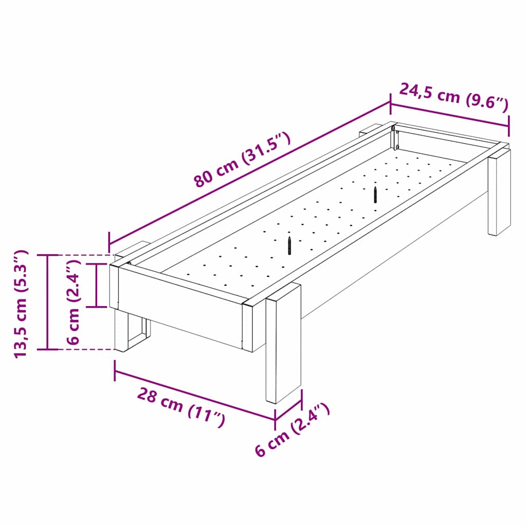 Hühnerfütterungsrinne Schwarz 80 x 28 x 13,5 cm