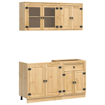 vidaXL Armoire avec étagère SKI 4 pcs Marron miel Bois de pin massif