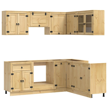 vidaXL Armoire avec étagère SKI 8 pcs Marron miel Bois de pin massif