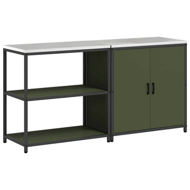 vidaXL Aufbewahrungsset für die Küche mit Regal 2 pcs Olive Grün