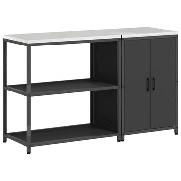 vidaXL Ensemble de rangement de cuisine avec étagère avec porte 2 pcs Noir