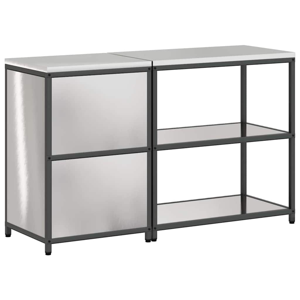 Aufbewahrungsset für die Küche mit Regal 2 pcs Silber Edelstahl