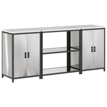vidaXL Aufbewahrungsset für die Küche mit Regal 3 pcs Silber Edelstahl