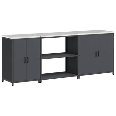 vidaXL Ensemble de rangement de cuisine avec étagère 3 pcs Acier Anthracite