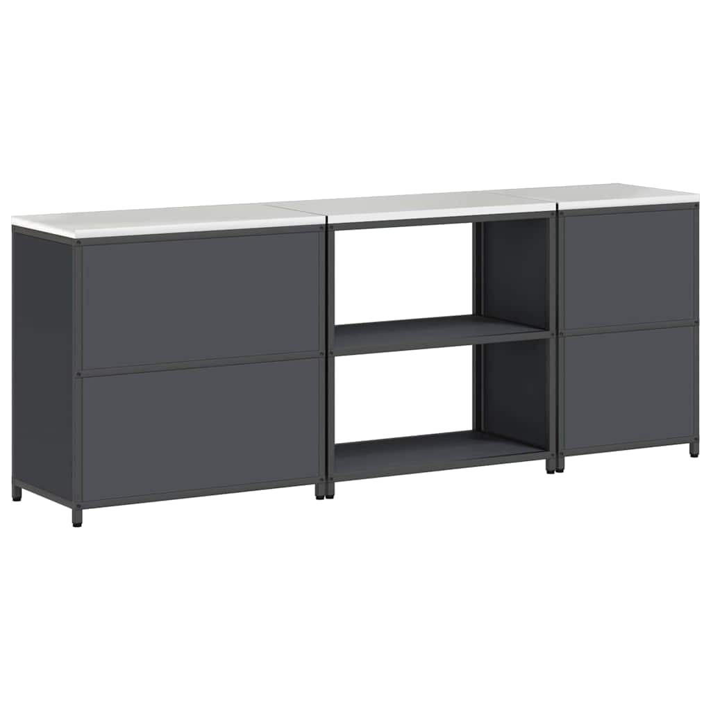 vidaXL Ensemble de rangement de cuisine avec étagère 3 pcs Acier Anthracite