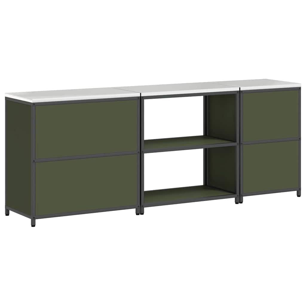 vidaXL Ensemble de rangement de cuisine avec étagère 3 pcs Vert olive Acier