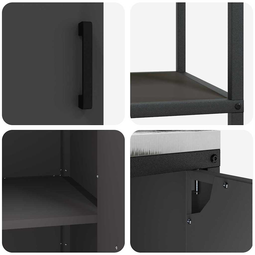 vidaXL Ensemble de rangement de cuisine avec étagère avec porte 2 pcs Noir