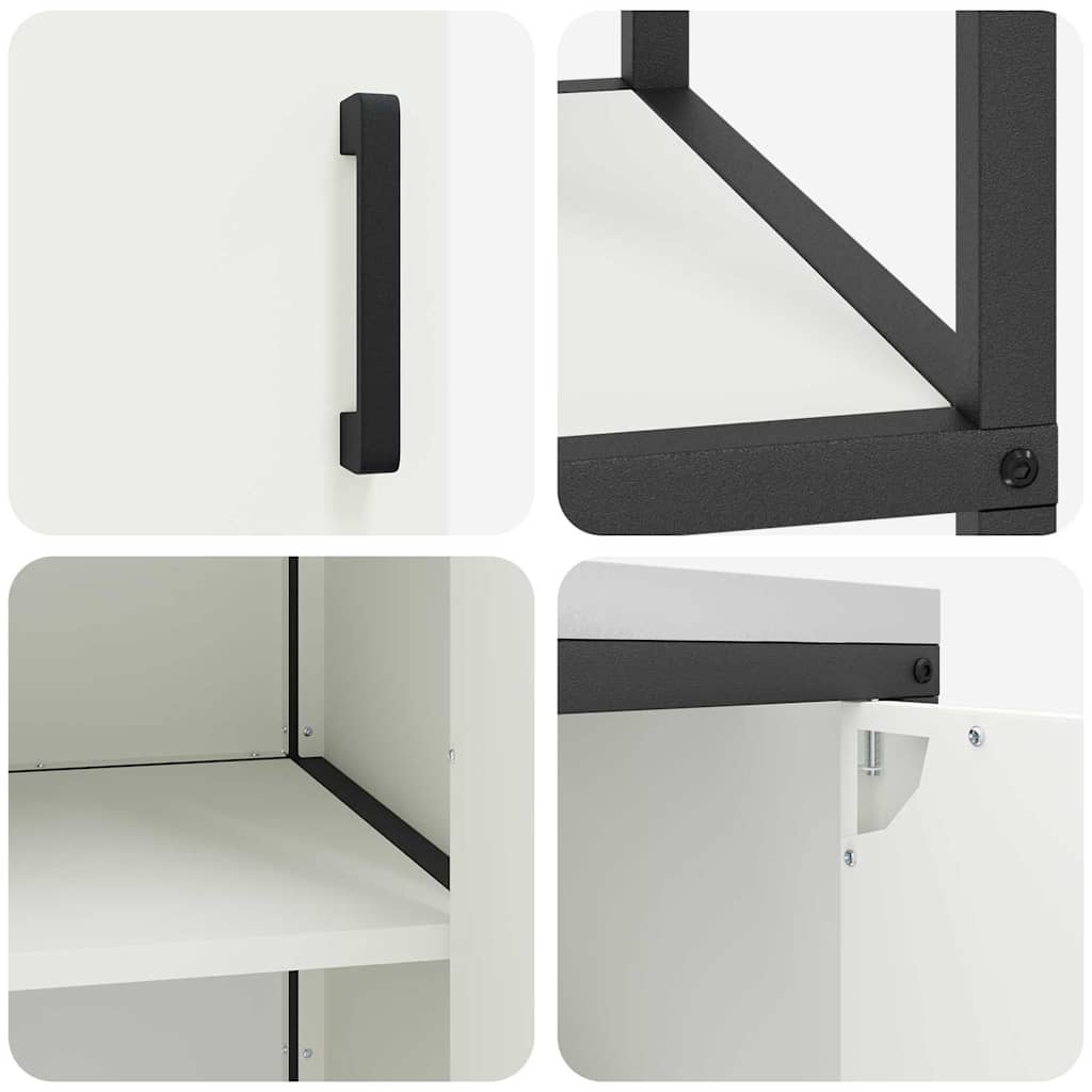 vidaXL Ensemble de rangement de cuisine 2 pcs Blanc Acier laminé à froid