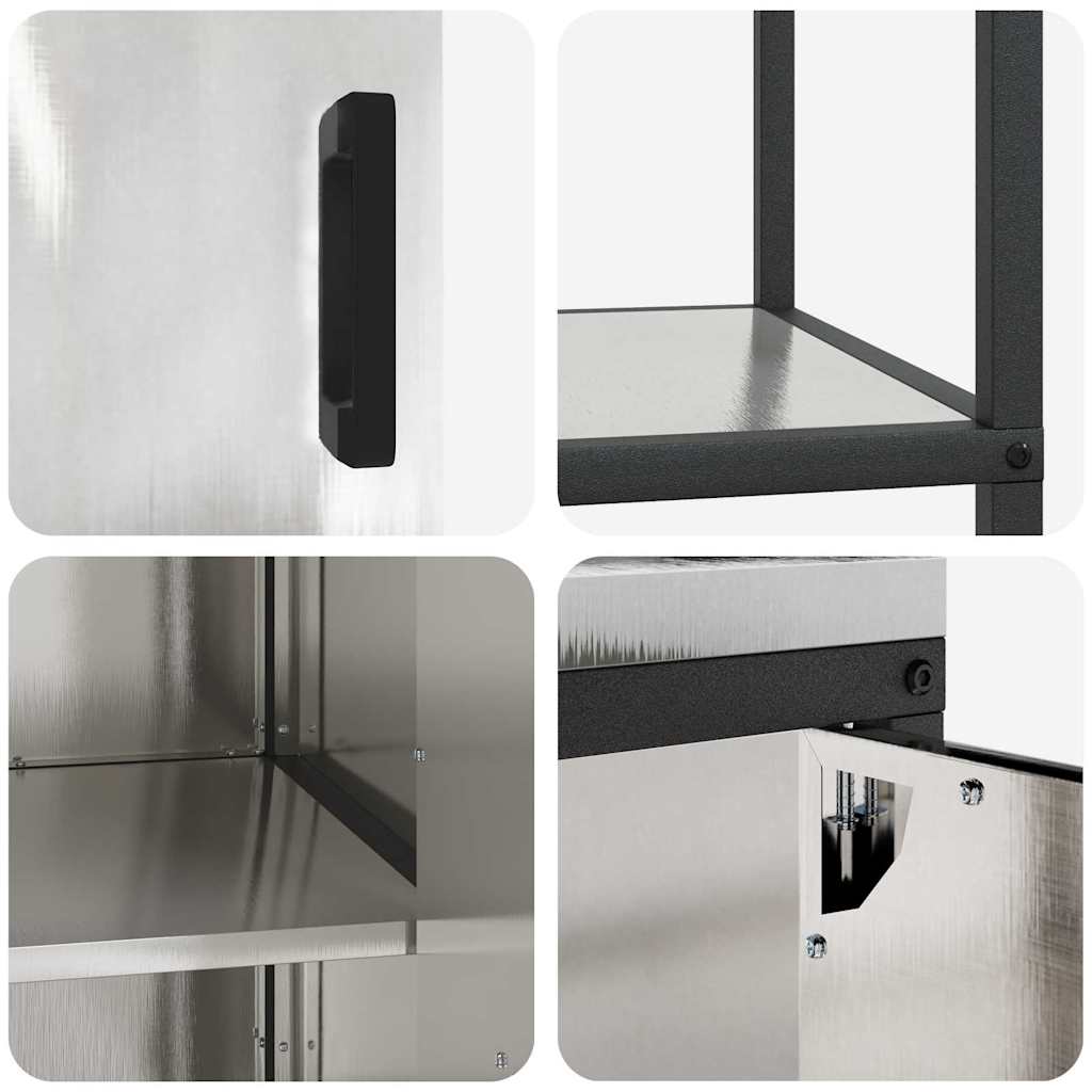 vidaXL Kit de rangement de cuisine avec étagère 2 pcs Argent Acier inoxydable