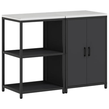 vidaXL Ensemble de rangement de cuisine avec étagère avec porte 2 pcs Noir