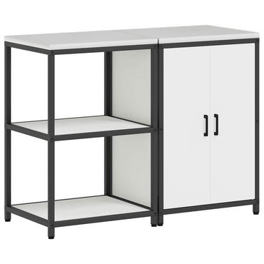 vidaXL Ensemble de rangement de cuisine 2 pcs Blanc Acier laminé à froid