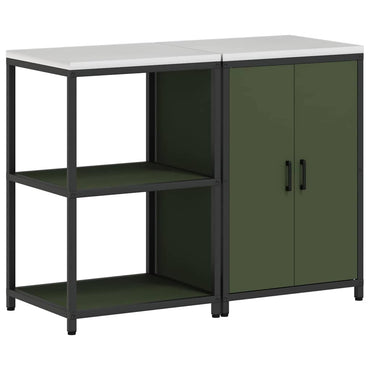 vidaXL Aufbewahrungsset für die Küche mit Regal 2 pcs Olive Grün