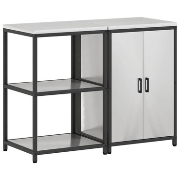 vidaXL Aufbewahrungsset für die Küche mit Regal 2 pcs Silber Edelstahl