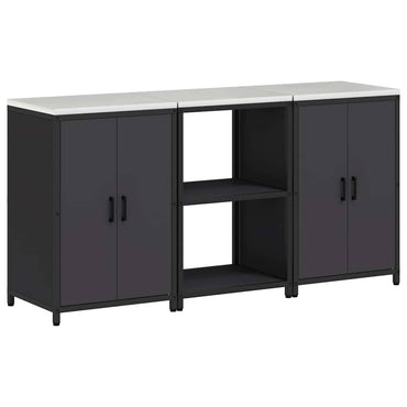 vidaXL Aufbewahrungsset für die Küche mit Regal mit Tür 3 pcs Schwarz
