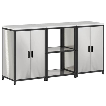 vidaXL Aufbewahrungsset für die Küche mit Regal 3 pcs Silber Edelstahl